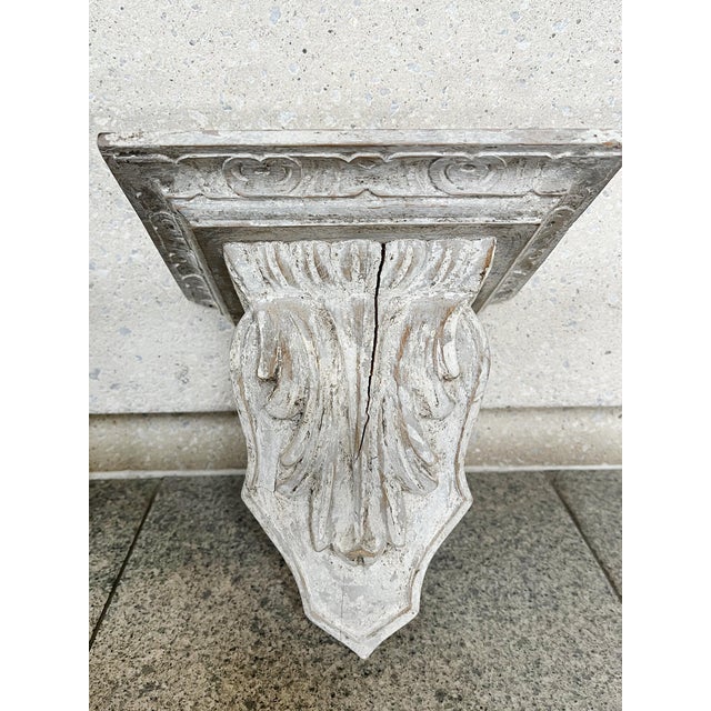 Antique White Painted Wood Wall Brackets - A Pair For Sale - Image 4 of 12