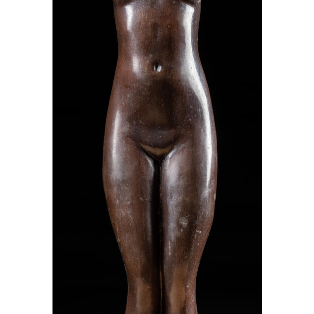 Art Deco Bronzed Spelter Nude Woman Stranding Ashtray | Signed For Sale - Image 10 of 12