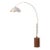 1980s Nova of California Brass Floor Lamp - 92" Tambo Style, Mid Century Modern, Walnut Base, Matte White/Gold Shade For Sale