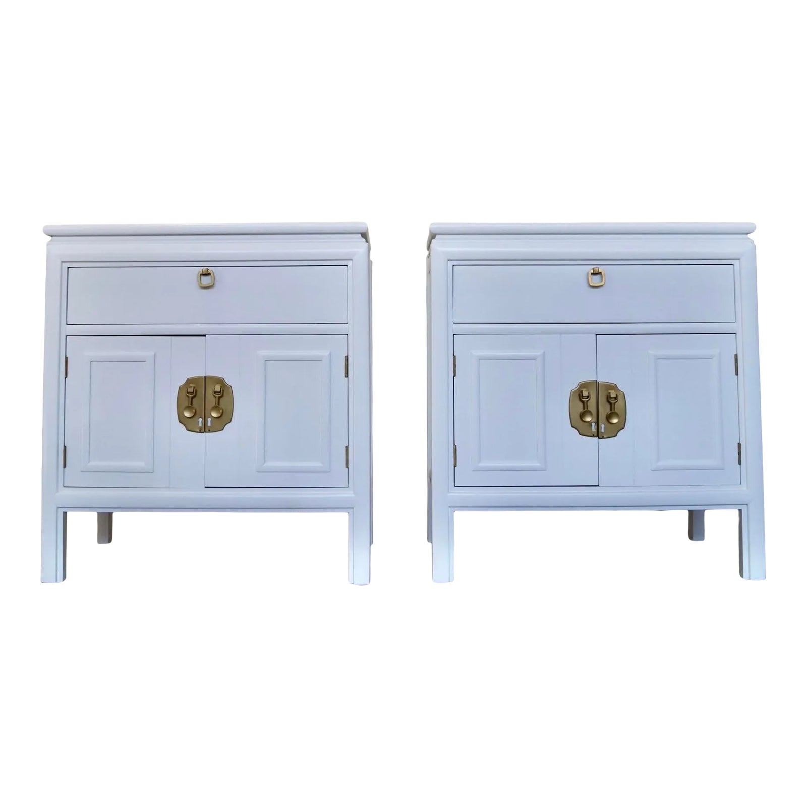 Hollywood Regency Nightstand Cabinets - a Pair | Chairish