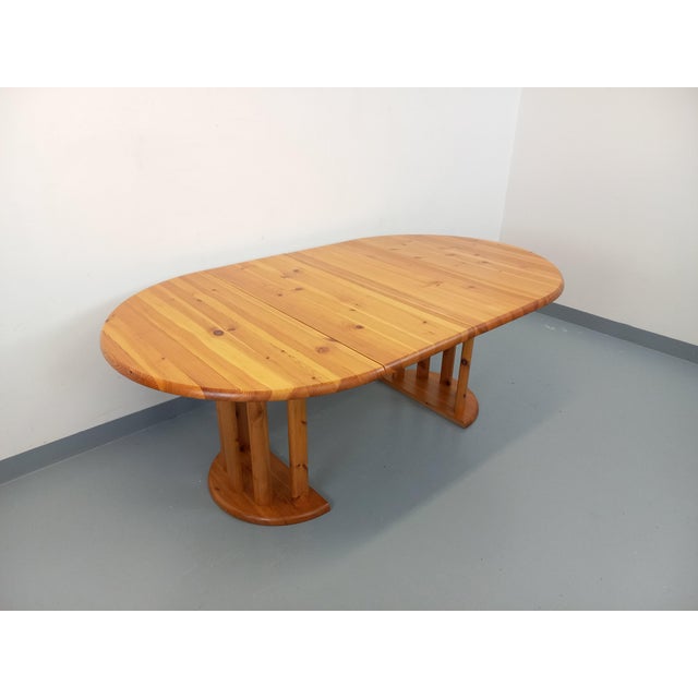 Vintage Scandinavian Pine Round Dining Table with Extensions in the style of Rainer Daumiller, 1970s For Sale - Image 17 of 18