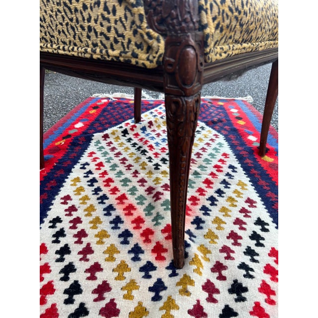 Art Nouveau 1940s Hollywood Regency Grosfeld House Style fireside Chair With Feathered Arms For Sale - Image 3 of 12