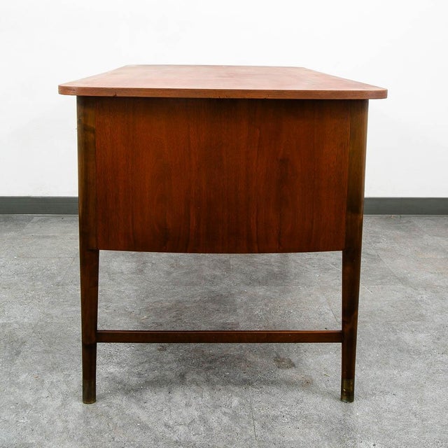 Mid-Century Modern Mid Century Danish Modern Desk Executive Walnut 6 Drawer Locking Cabinet Wood For Sale - Image 3 of 10