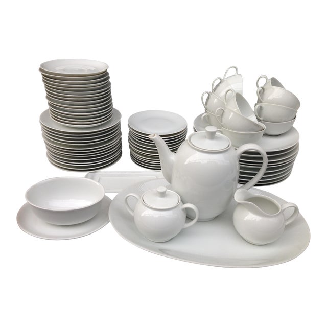 MidCentury Arzberg German White Porcelain Dinnerware Set of 72