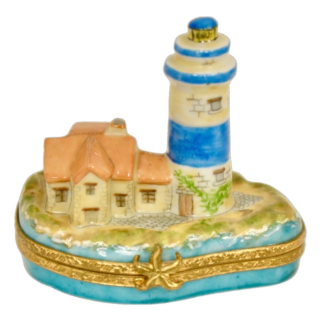 Limoges Seaside Light House Accent Box For Sale