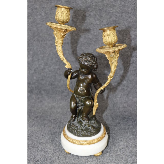 Fine Marble and Bronze Figural Clock Candelabras by Lemerle Charpentier For Sale - Image 14 of 16