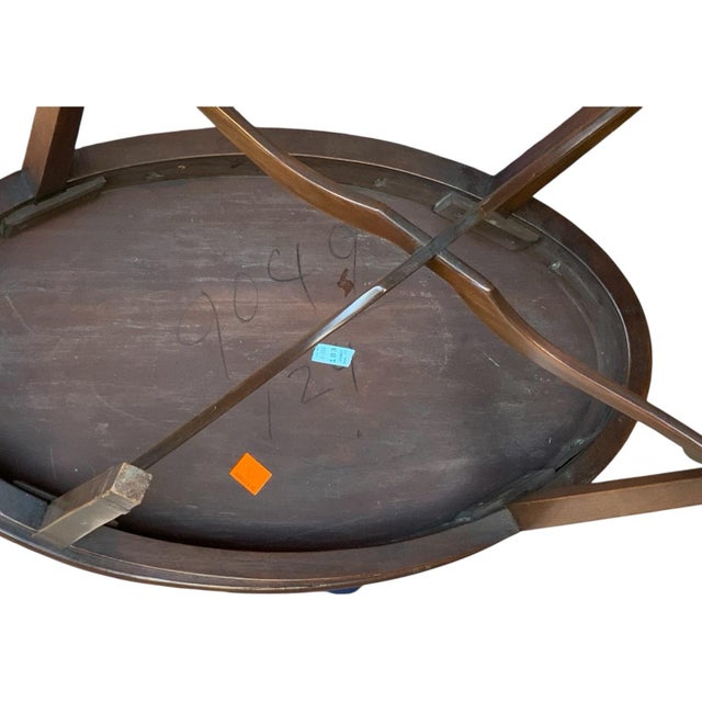 Antique English Edwardian Mahogany & Satinwood Marquetry Oval Occasional Table England C. 1900 For Sale - Image 10 of 11