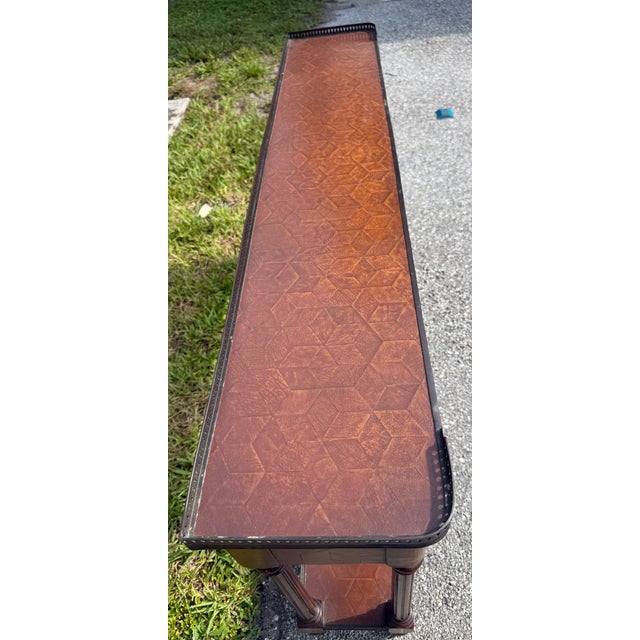 Brown 1990s Theodore Alexander the Louis XVI Leather Console Table For Sale - Image 8 of 13