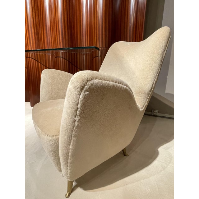 Mohair Velvet Armchairs attributed to Isa Bergamo. 1950s, Set of 2 For Sale - Image 4 of 10