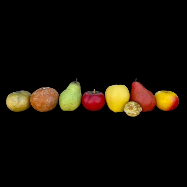 This assorted collection of 8 vintage Italian marble fruits is a striking example of mid-20th century craftsmanship from...