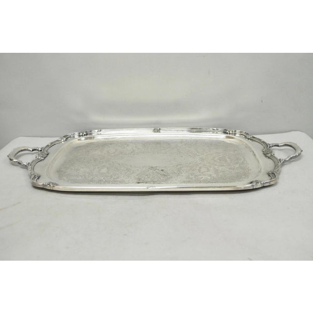 Victorian Vintage 1847 Rogers Bros "Remembrance" 9898 Silver Plated Serving Platter Tray For Sale - Image 3 of 16