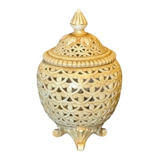 Rare Antique Royal China Works Worcester Reticulated Pot Pourri Vessel / Vessel / Vase 1905. #670 For Sale