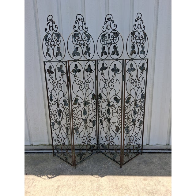 1930s Antique 4 Panel Iron Screen. For Sale - Image 5 of 15