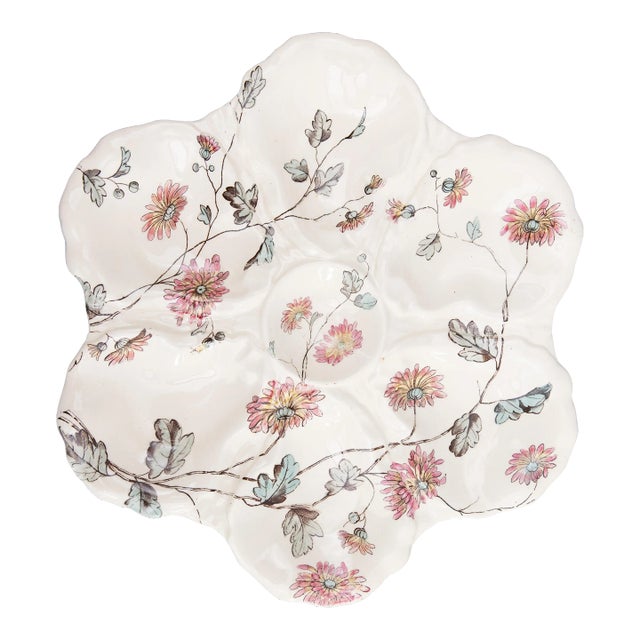 19th Century English Adderley Floral Oyster Plate For Sale