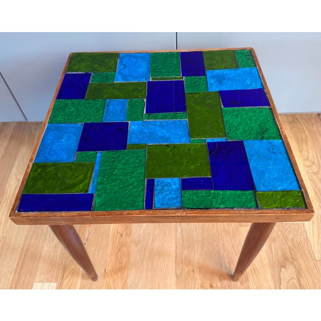Georges Briard Mid Century Georges Briard Mosiac Glass Side Table For Sale - Image 4 of 12