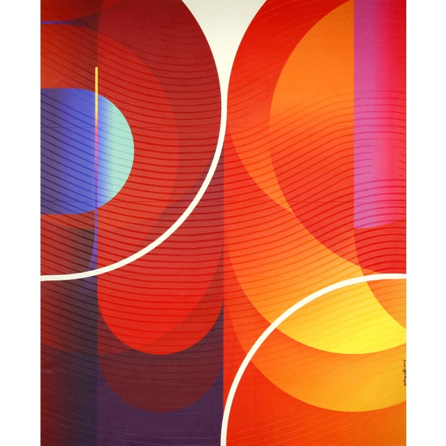 Contemporary Abstract Matte Gel Applied on Fine Art Digital Printed Canvas "Ponceau Safran Nuit # T Cuit" by Jerome Tham Vo My For Sale - Image 4 of 4