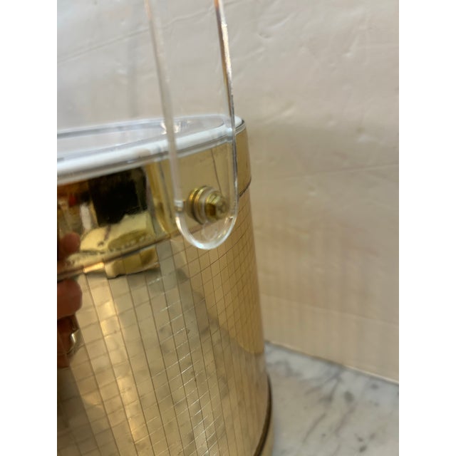 Georges Briard Georges Briard 1970s Brass Finish and Vinyl Ice Bucket Signed For Sale - Image 4 of 11