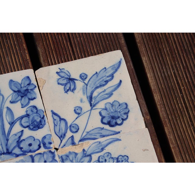 Tile Mural Panel Depicting a Baroque Jardinière With Flowers, Portuguese, 18th Century For Sale - Image 11 of 16