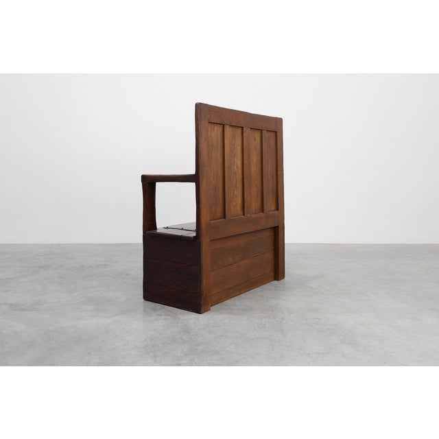 19th Century Rustic Oak Carved Bench with Storage Compartment, France For Sale - Image 11 of 16