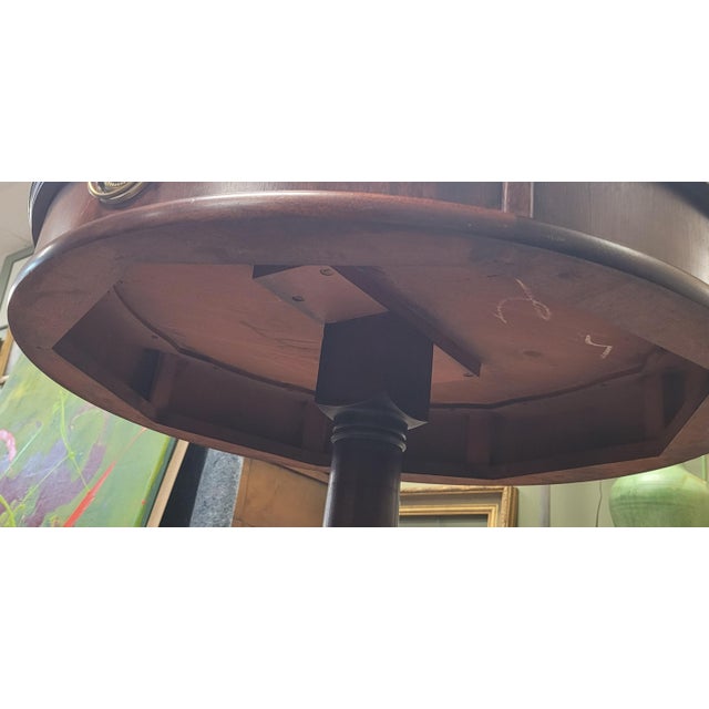 Fine 1940s Leather Top Drum Table Brass Lion Feet For Sale - Image 4 of 9