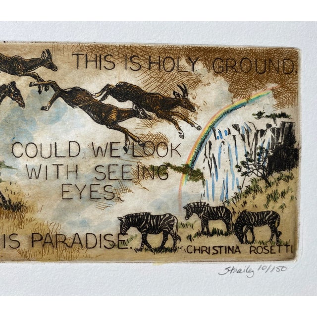 Traditional Nancy Strailey Wildlife Etching With Christina Rosetti Quote For Sale - Image 3 of 4