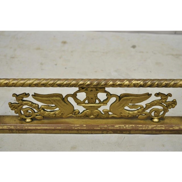 Antique Victorian Figural Swan Bird Twisted Brass 48" Fireplace Fender Surround For Sale In Philadelphia - Image 6 of 9