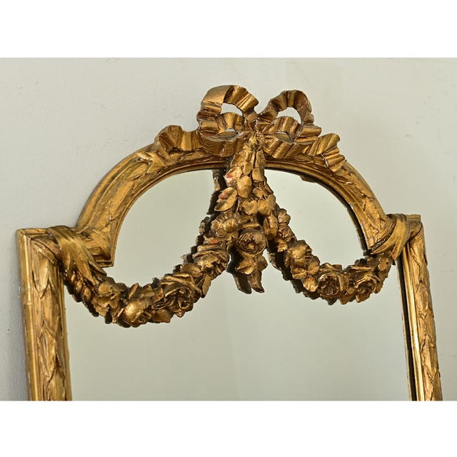 French 19th Century Louis XVI Style Gilt Mirror For Sale - Image 4 of 9