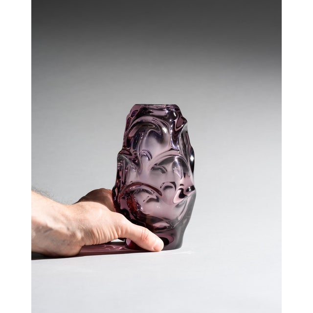 Lilac and Blue Glass Vases attributed to Jan Beranek for Skrdlovice, 1960, Set of 2 For Sale - Image 11 of 18