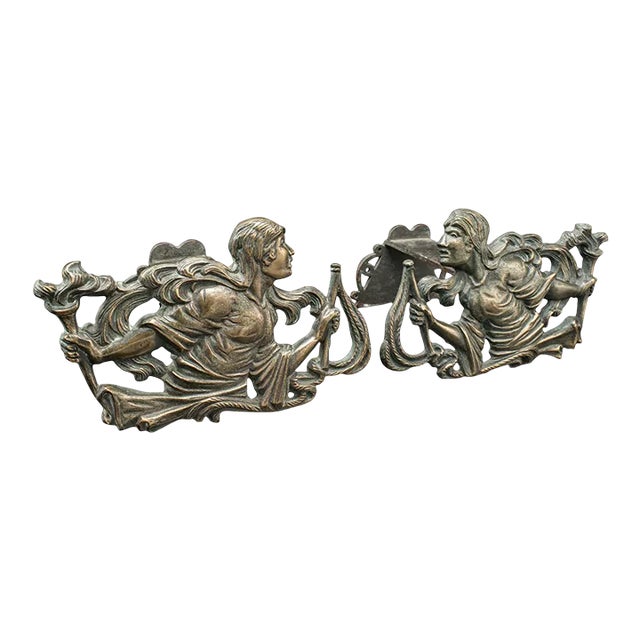 1850's Pair of Antique Figural Andirons For Sale