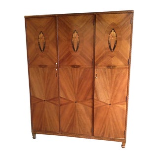 1920's Art Deco Wardrobe With Wood Inlay For Sale