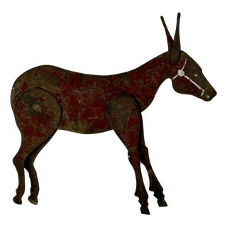 Early 20th Century Kinetic Articulated Folk Art Metal Mule/Donkey for Possible Carnival Gallery Target For Sale