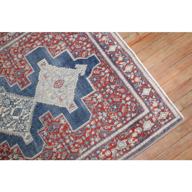 Zabihi Collection Ink Blue Antique Persian Senneh Rug - 3'7" x 4'10" For Sale In New York - Image 6 of 9