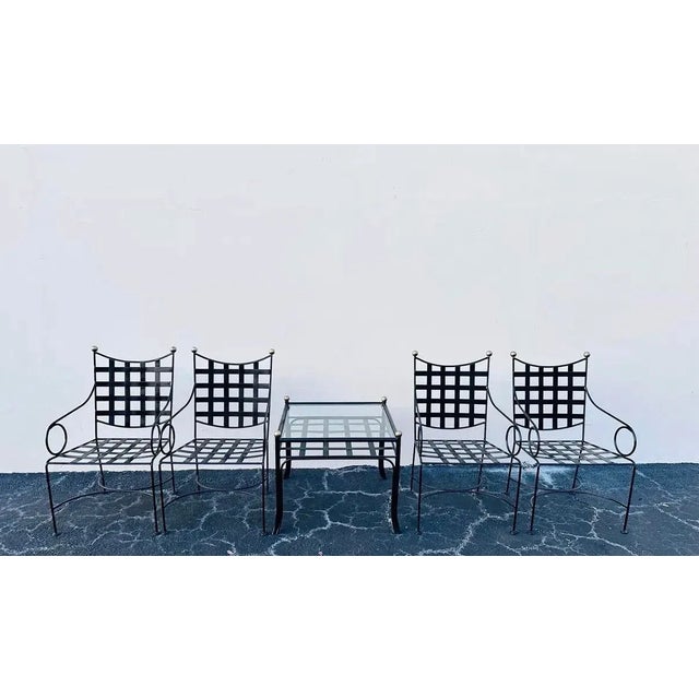 Ebony Mid 20th Century Mario Papperzini Style Iron & Bronze Garden Dining Chairs- Set of 4 For Sale - Image 8 of 9