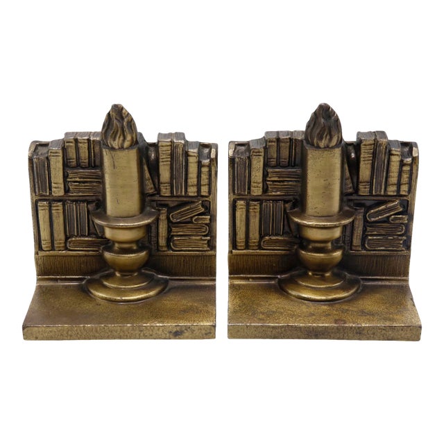 Brass Bookcase Bookends - a Pair For Sale