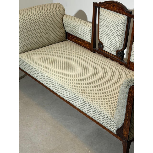 Edwardian Mahogany Settee, France For Sale - Image 8 of 11