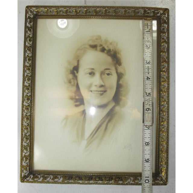 Picture Frame Easel Backed Art Nouveau Bronze Pierced Leaf & Vine Antique French For Sale - Image 11 of 12