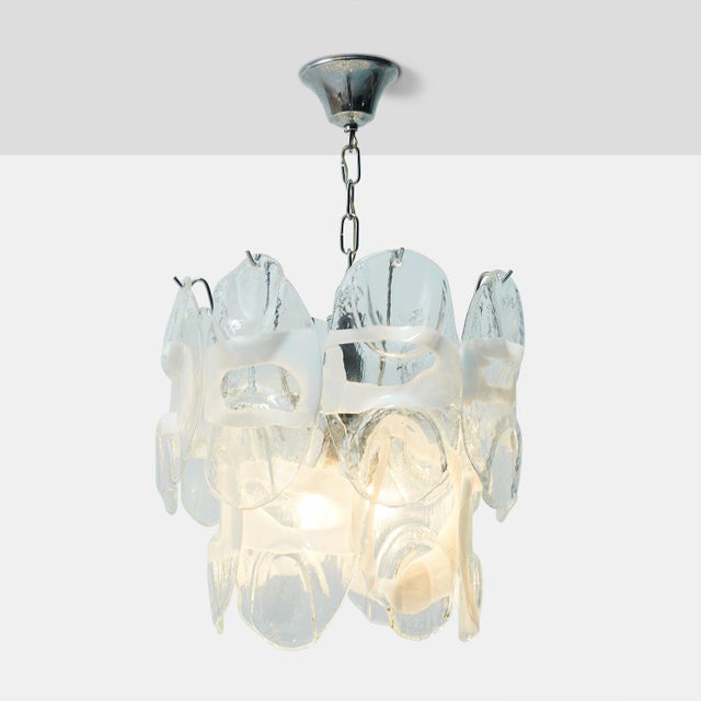 Mid-Century Modern 1960s Gino Vistosi Attributed Glass & Chrome Pendant For Sale - Image 3 of 6