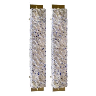 Gold Wall Sconces with Blue Graniglia Murano Glass by Simoeng, Set of 2 For Sale