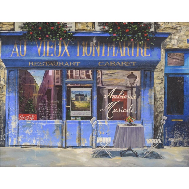 Paris Café Au Vieux Montmartre, 1994, Oil on Canvas For Sale - Image 6 of 13