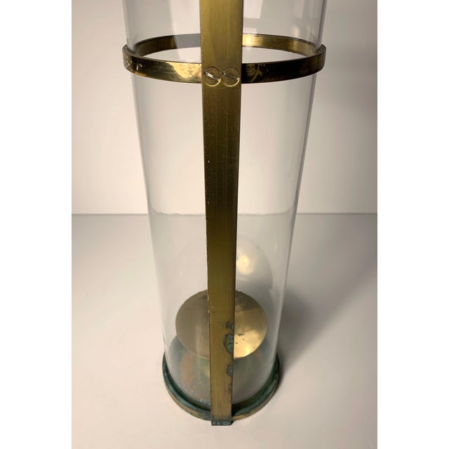 Mid 20th Century Tommi Parzinger Candle Stick Holder with Original Hurricane Glass For Sale - Image 5 of 8