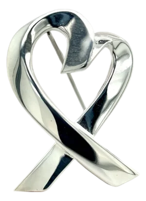 Tiffany & Co Heart Brooch Pin Sterling Silver Estate