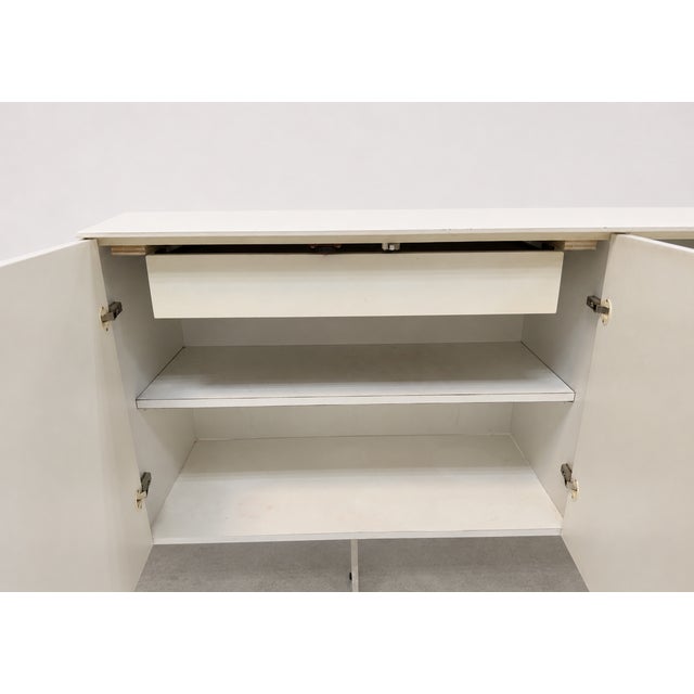 Vintage Mirrored White Laminate & Lucite Credenza For Sale - Image 4 of 14