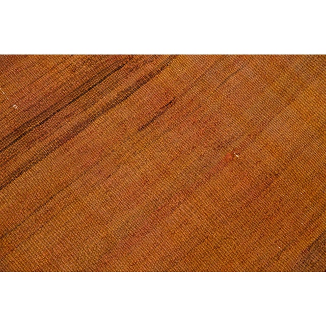 Textile 1960s Vintage Turkish Kilim Orange Handmade Solid Wool Rug For Sale - Image 7 of 8
