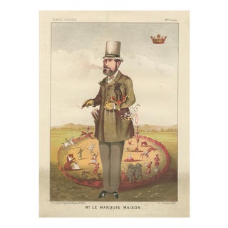 After Bisetsky, French Belle Époque Circus Caricature, Marquis House, 1884, Chromolithograph For Sale