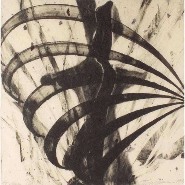 A 1991 lithograph by the American artist Steven Sorman (born 1948). Titled "For Once," the print depicts an abstract black...