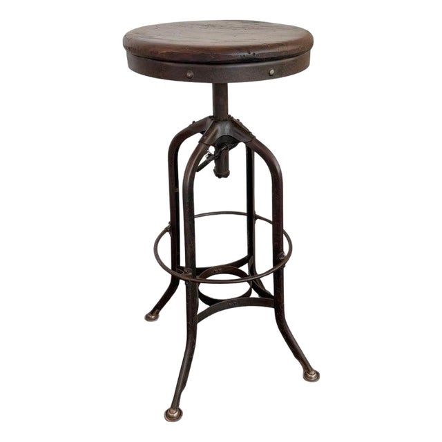 1940s Industrial Height Adjustable Factory Stool by Toledo Metal Furniture Co. For Sale