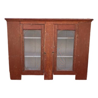 Early 20th Century Red American Primitive Pie Safe For Sale