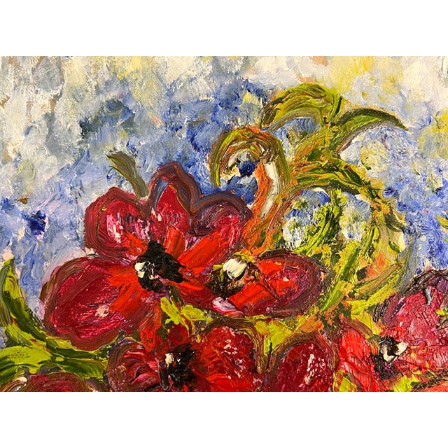 Rose Elizabeth MoorcroftExpressive Still Life Painting Red Rose Flowers 'Red for Love' by British Artist, 2000 For Sale - Image 12 of 12