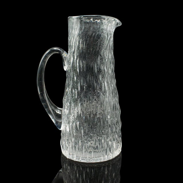 This is a vintage lemonade jug. An English, art glass drinks pitcher, dating to the mid 20th century, circa 1960. Serve a...
