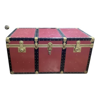 Vintage Wood and Metal Travel Trunk, Italy, 1950s For Sale